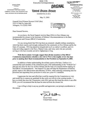 Letter from Sen Vitter (Louisiana) to Commissioners
