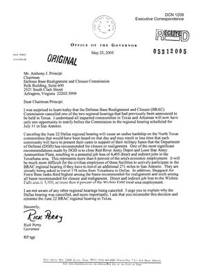 Letter to Chairman Principi from Texas Gov. Perry