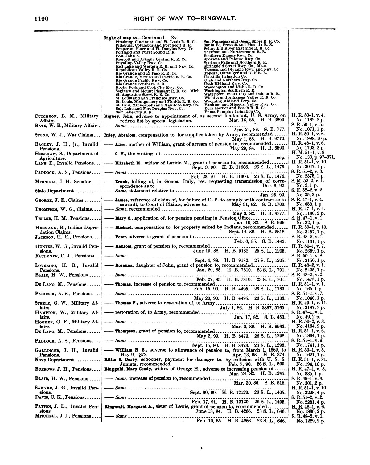 Comprehensive Index to the Publications of the United States Government, 1881-1893, Volume 2.
                                                
                                                    1190
                                                