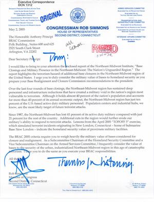 Letter to Chairman Principi from Rep Rob Simmons of CT