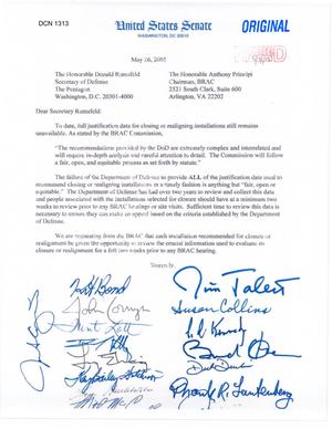 Letter from the Congressional Staff of Maine to Secretary Rumsfeld and Chairman Principi (26May05)