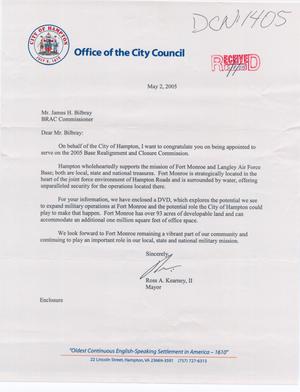 Letter from City of Hampton, VA to Commissioners (2May05)