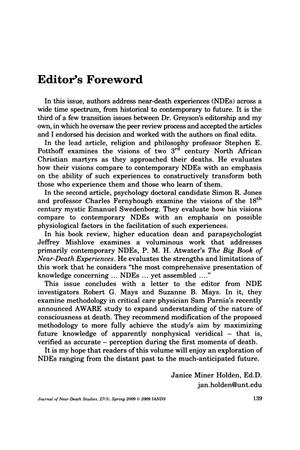 Primary view of object titled 'Editor's Foreword [Spring 2009]'.