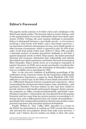 Editor's Foreword [Winter 2016]