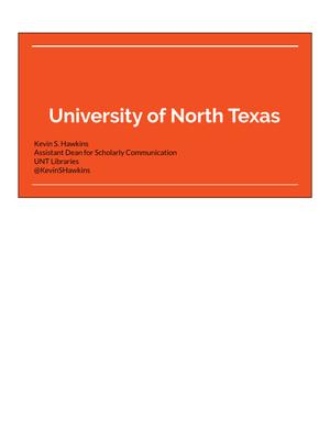 Primary view of object titled 'University of North Texas'.
