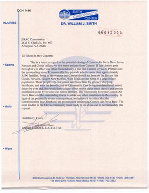 Letter from W.J. Smith to the BRAC Commission