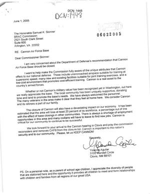 Letter from Yolanda Aguilar to Commissioners Skinner and Newton