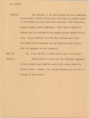 Primary view of object titled '[News Script: Social security benefits]'.