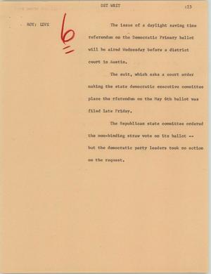 Primary view of object titled '[News Script: DST writ]'.