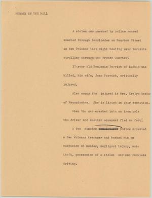 Primary view of object titled '[News Script: Murder on the wall]'.