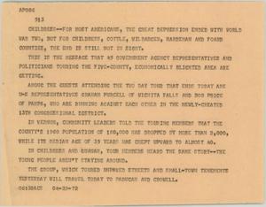Primary view of object titled '[News Script: Great depression]'.