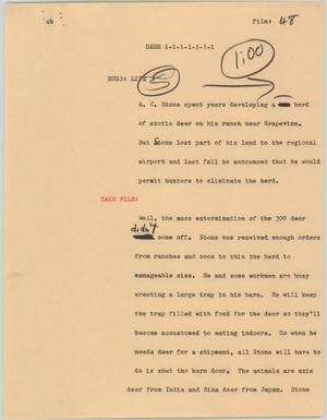 Primary view of object titled '[News Script: Deer]'.
