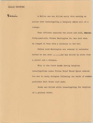 Primary view of object titled '[News Script: Dallas shooting]'.