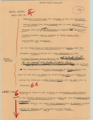 Primary view of object titled '[News Script: Busing react - Wallace]'.