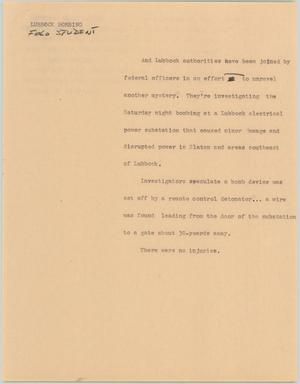 Primary view of object titled '[News Script: Lubbock bombing]'.