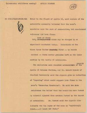 Primary view of object titled '[News Script: Apollo 16 moon]'.