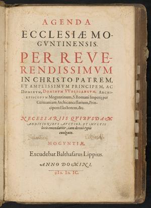 Primary view of object titled 'Agenda Ecclesiae Moguntinensis'.