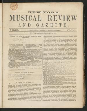 Primary view of object titled 'New York Musical Review and Gazette, Volume 8, Number 4, February 21, 1857'.