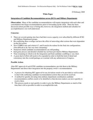 Red Team White Paper: Integration of Candidate Recommendations across JSCGs and Military Departments