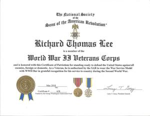 [Certificate of Patriotism, Richard Thomas Lee]