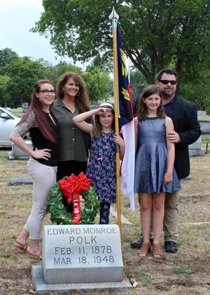 [Family at Edward Monroe Polk's headstone]