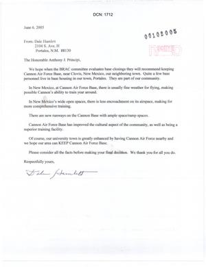 Cannon Air Force Base - Letter from Dale Hamlett