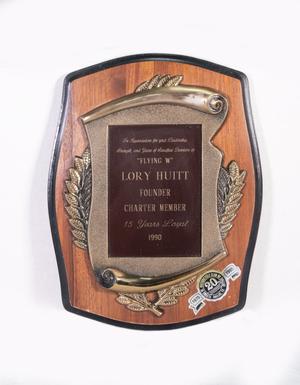 [Flying W Motorcycle plaque award]