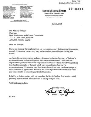 Letter from Sen. Robert Byrd of West Virginia to Chairman Principi