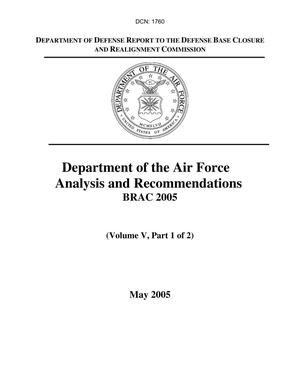 Department of the Air Force Analysis and Recommendations, Vol V