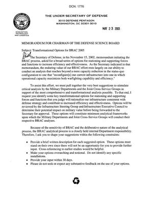 Memorandum for Chairmam of the Defense Science Board