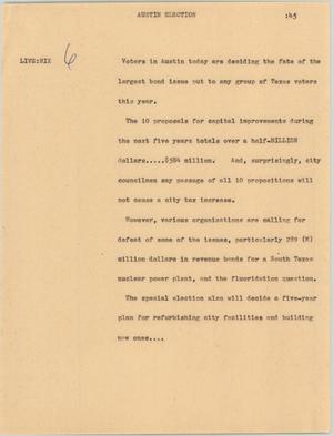 Primary view of object titled '[News Script: Austin election]'.