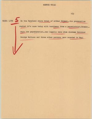 Primary view of object titled '[News Script: Bremer trial]'.
