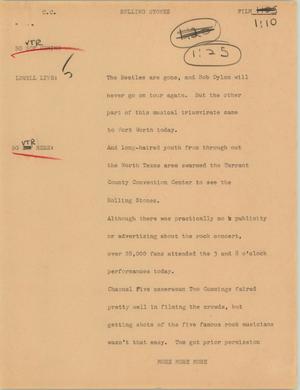 Primary view of object titled '[News Script: Rolling Stones]'.