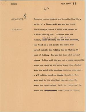 Primary view of object titled '[News Script: Murder]'.