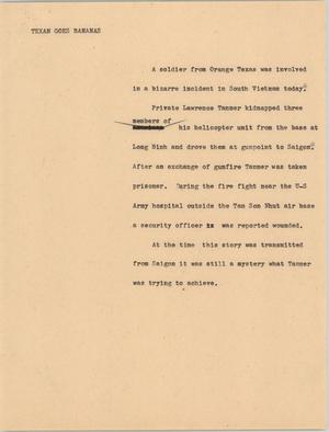 Primary view of object titled '[News Script: Texan goes bananas]'.