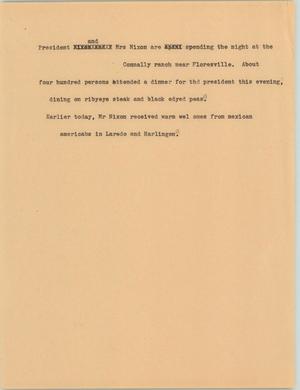 Primary view of object titled '[News Script: Nixon dinner]'.