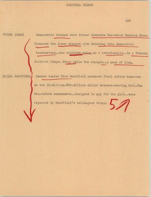 Primary view of object titled '[News Script: National briefs]'.