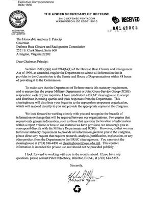Letter to Chairman Principi from Under Secretary of Defense Michael J. Wynne