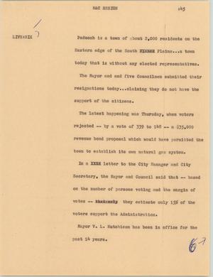 Primary view of object titled '[News Script: Mayor and councilmen resign]'.