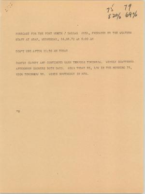 Primary view of object titled '[News Script: DFW forecast]'.