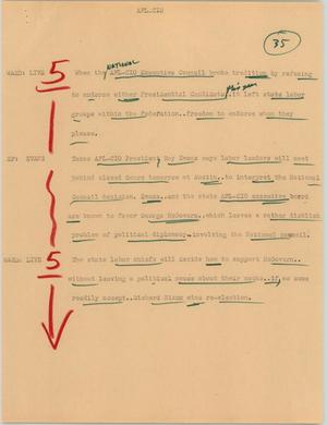 Primary view of object titled '[News Script: AFL-CIO]'.