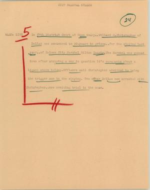 Primary view of object titled '[News Script: City marshal killer]'.