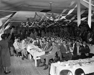 Primary view of object titled '[Photograph of Doc Rhuman and FFA Boys banquet]'.