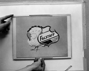 [Photograph of Falstaff beer logo]