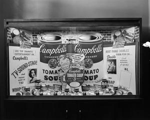[Campbell soup window display]