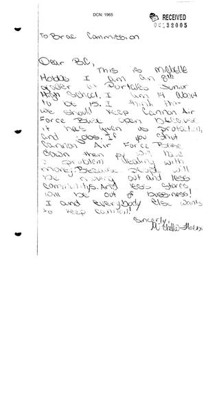 Letters from students attending a Portales Municipal School
