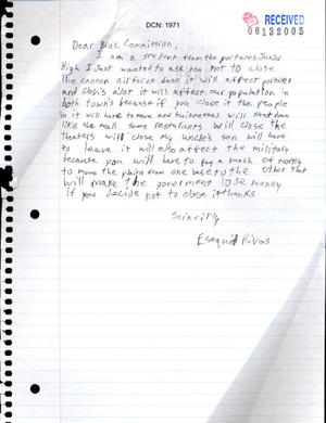 Letters from students attending Portales Municipal Schools