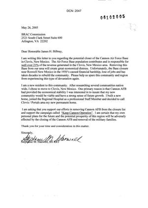 Letter from Stephanie M. Hanwell to Commission