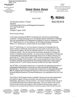 Letter to Chairman Principi from Senator Rick Santorum (PA)