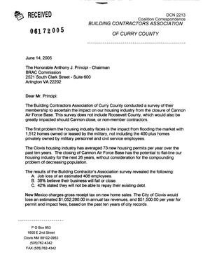 Letters dated 14 June, 2005 to Chairman Principi and the BRAC Commissioners from The Building Contractors Association of Curry County NM
